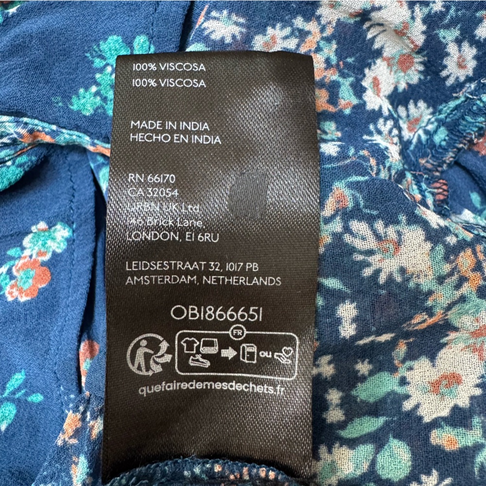 Anthropologie Navy Floral Ruffled Peasant Blouse - Picture 13 of 15
